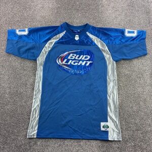 Vintage Bud Light Football Jersey Mens XL Blue Polyester Mesh Promo Sport 00